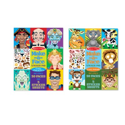 Melissa & Doug Make-a-Face Bundle - Crazy Characters & Animals, Full Color, 11x14x.25 2 Book (8109)