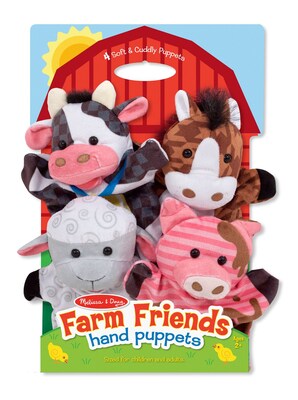 Melissa & Doug Farm Friends Hand Puppets, 14.25 x 9.5 x 1.75, (9080)
