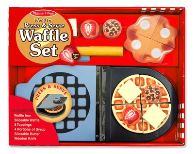 Melissa & Doug Wooden Press & Serve Waffle Set, 13 x 10.45 x 3, (9346)