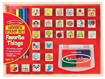 Melissa & Doug Wooden Favorite Things Stamp Set, 10.45 x 8.25 x 1.6, (9362)