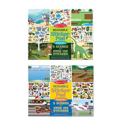 Melissa & Doug Reusable Sticker Bundle-Vehicle/Habitat, Removable Scene, 14x11x.025 2 Book (9922)