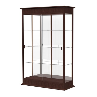 Waddell Varsity 48W x 77H x 18D Lighted Floor Case, Sliding Doors, Mirror Back, Espresso Finish