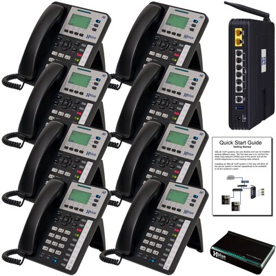 Xblue® X50 "Self-Install" VoIP Telephone System Bundle, 8-Pack, Charcoal