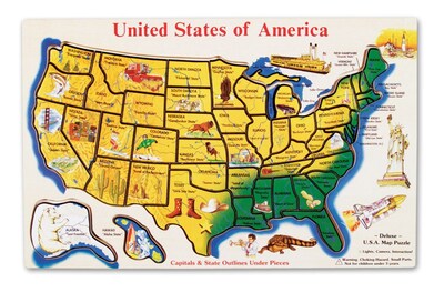 Melissa & Doug Large USA Map, 18.2 x 11.6 x 0.45, (95)