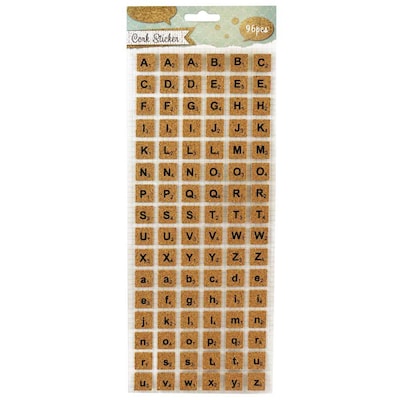 JAM Paper® Self-Adhesive Alphabet Letter Stickers, Cork Board Scrabble Design, 96/Pack (132828773)