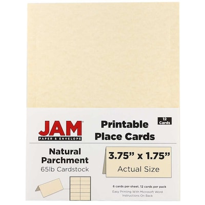 JAM Paper® Printable Place Cards, 1.75 x 3.75, Natural Parchment Placecards, 12/pack (225928563)