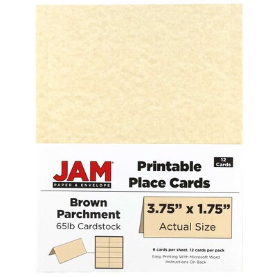 JAM Paper® Printable Place Cards, 1.75 x 3.75, Brown Parchment Placecards, 12/pack (225928564)