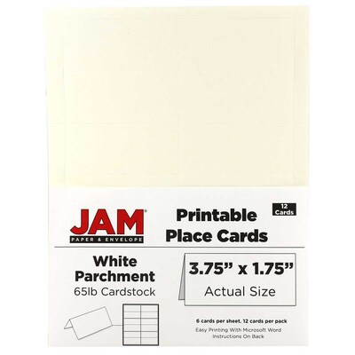 JAM Paper® Printable Place Cards, 1.75 x 3.75, White Parchment Placecards, 12/pack (225928565)