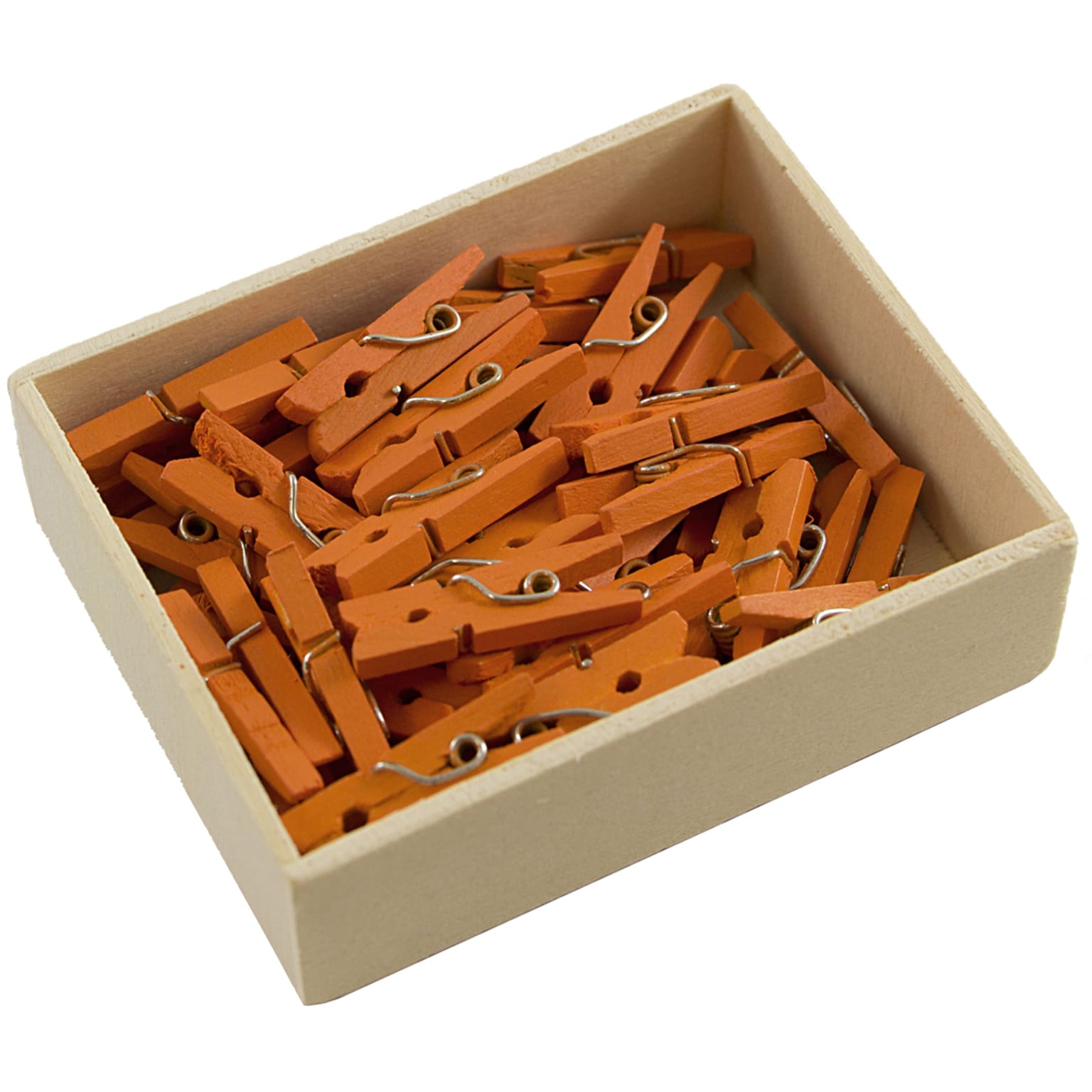 JAM Paper Wood Clip Small Wood Clothespins, Orange, 50/Pack (230729133)