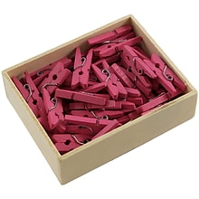 JAM Paper Wood Clip Small Wood Clothespins, Fuchsia Pink, 50/Pack (230729139)