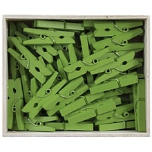 JAM Paper Wood Clip Medium Wood Clothespins, Green, 50/Pack (230729147)