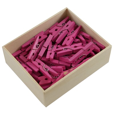 JAM Paper Wood Clip Medium Wood Clothespins, Fuchsia Pink, 50/Pack (230729149)