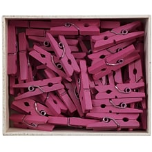 JAM Paper Wood Clip Medium Wood Clothespins, Fuchsia Pink, 50/Pack (230729149)