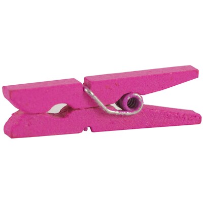 JAM Paper Wood Clip Medium Wood Clothespins, Fuchsia Pink, 50/Pack (230729149)