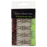 JAM Paper® Colored Fashion Design Binder Clips, Small, 19mm, Green and White Polka Dots Binder Clips