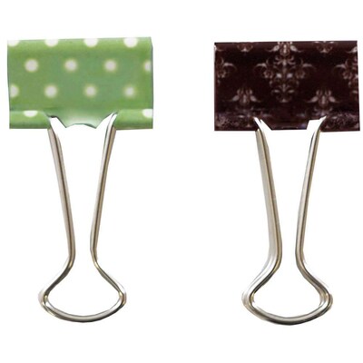 JAM Paper® Colored Fashion Design Binder Clips, Small, 19mm, Green and White Polka Dots Binder Clips