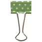 JAM Paper® Colored Fashion Design Binder Clips, Small, 19mm, Green and White Polka Dots Binder Clips, 10/Pack (336128838)