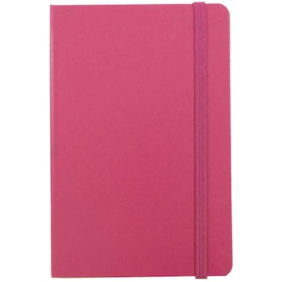 JAM Paper® Hardcover Lined Notebook with Elastic Closure, Large, 5 7/8 x 8 1/2 Journal, Pink Berry,