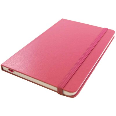 JAM Paper® Hardcover Lined Notebook with Elastic Closure, Large, 5 7/8 x 8 1/2 Journal, Pink Berry, 1/pk (340528856)