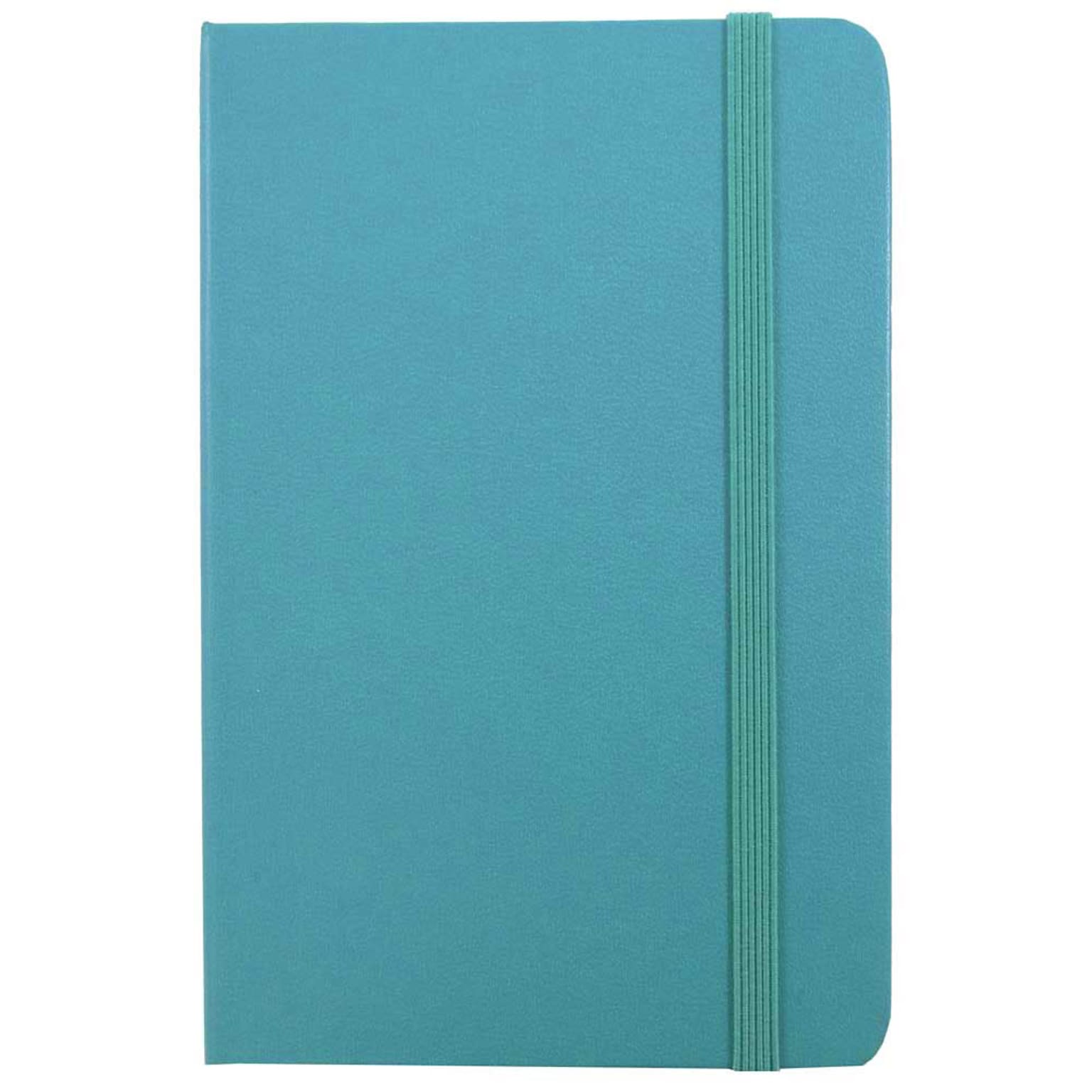 JAM Paper® Hardcover Lined Notebook with Elastic Closure, Large, 5 7/8 x 8 1/2 Journal, Caribbean Blue, 1/pk (340528855)