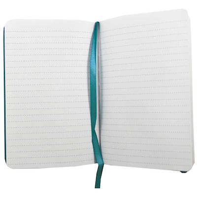 JAM Paper® Hardcover Lined Notebook with Elastic Closure, Large, 5 7/8 x 8 1/2 Journal, Caribbean Blue, 1/pk (340528855)
