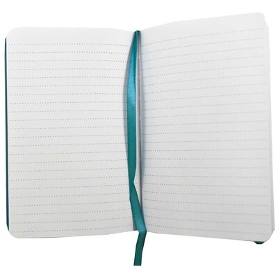 JAM Paper® Hardcover Lined Notebook with Elastic Closure, Large, 5 7/8 x 8 1/2 Journal, Caribbean Blue, 1/pk (340528855)