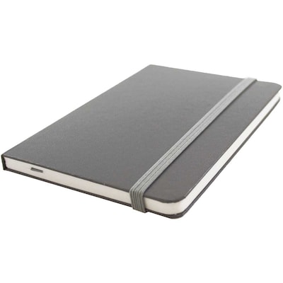 JAM Paper® Hardcover Lined Notebook with Elastic Closure, Large, 5 7/8 x 8 1/2 Journal, Grey, Sold Individually (340528858)