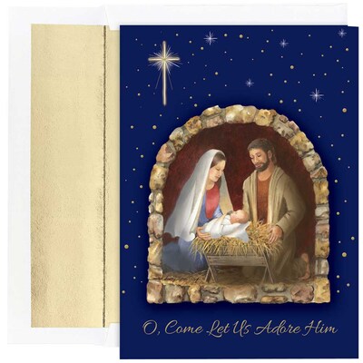JAM Paper® Christmas Holiday Cards Set, Let Us Adore Him, 18/pack (526867400)