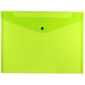 JAM Paper® Plastic Envelopes with Snap Closure, Letter Booklet, 9.75 x 13, Lime Green, 12/Pack (218S