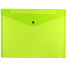 JAM Paper® Plastic Envelopes with Snap Closure, Letter Booklet, 9.75 x 13, Lime Green, 12/Pack (218S