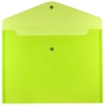 JAM Paper® Plastic Envelopes with Snap Closure, Letter Booklet, 9.75 x 13, Lime Green, 12/Pack (218S