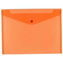 JAM Paper® Plastic Envelopes with Snap Closure, Letter Booklet, 9.75 x 13, Orange Poly, 12/pack (218