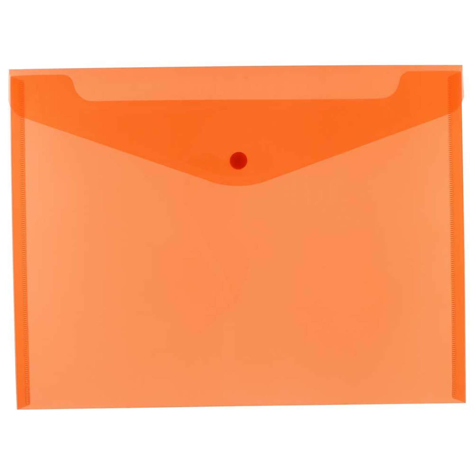 JAM Paper® Plastic Envelopes with Snap Closure, Letter Booklet, 9.75 x 13, Orange Poly, 12/pack (218S0OR)