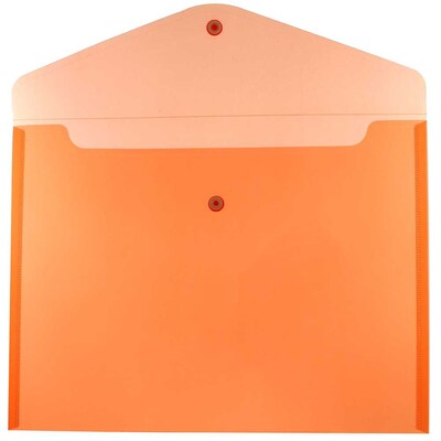 JAM Paper® Plastic Envelopes with Snap Closure, Letter Booklet, 9.75 x 13, Orange Poly, 12/pack (218S0OR)