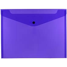JAM Paper® Plastic Envelopes with Snap Closure, Letter Booklet, 9.75 x 13, Purple Poly, 12/pack (218