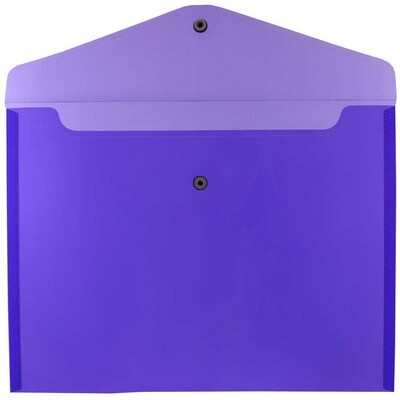 JAM Paper® Plastic Envelopes with Snap Closure, Letter Booklet, 9.75 x 13, Purple Poly, 12/pack (218