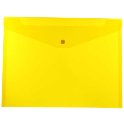 JAM Paper® Plastic Envelopes with Snap Closure, Letter Booklet, 9.75 x 13, Yellow, 12/Pack (218S0YE)