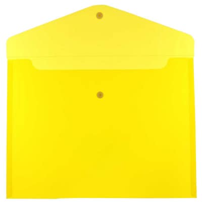 JAM Paper® Plastic Envelopes with Snap Closure, Letter Booklet, 9.75 x 13, Yellow, 12/Pack (218S0YE)