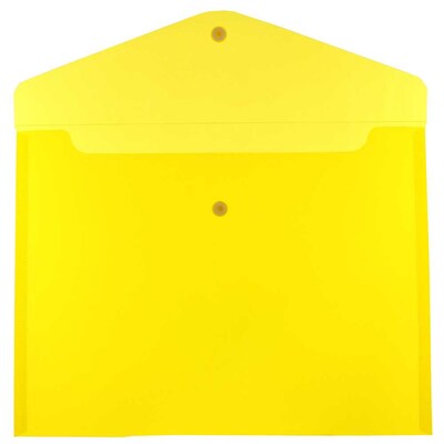 JAM Paper® Plastic Envelopes with Snap Closure, Letter Booklet, 9.75 x 13, Yellow, 12/Pack (218S0YE)