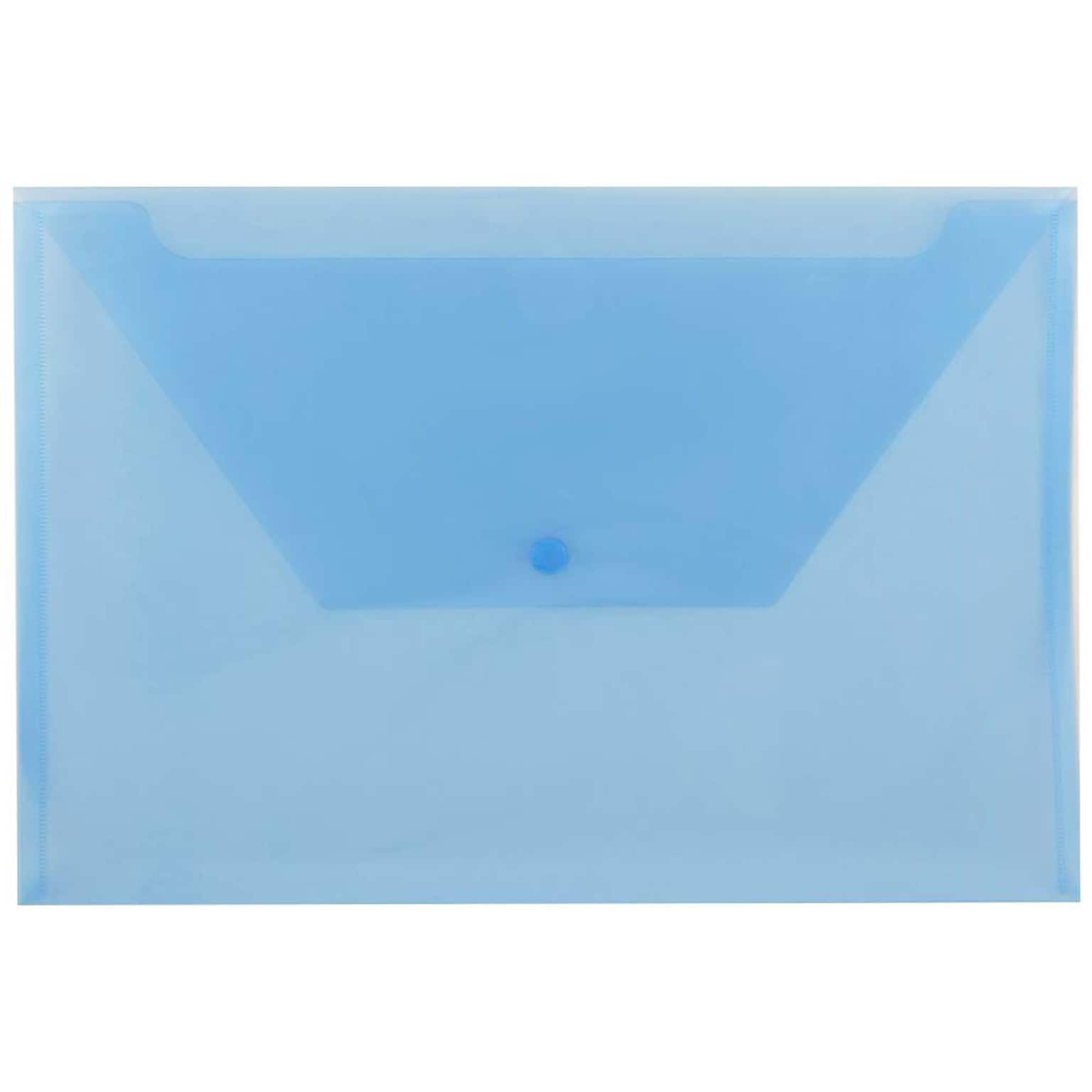 JAM Paper® Plastic Envelopes with Snap Closure, Legal Booklet, 9.75 x 14.5, Blue Poly, 12/pack (219S0BU)