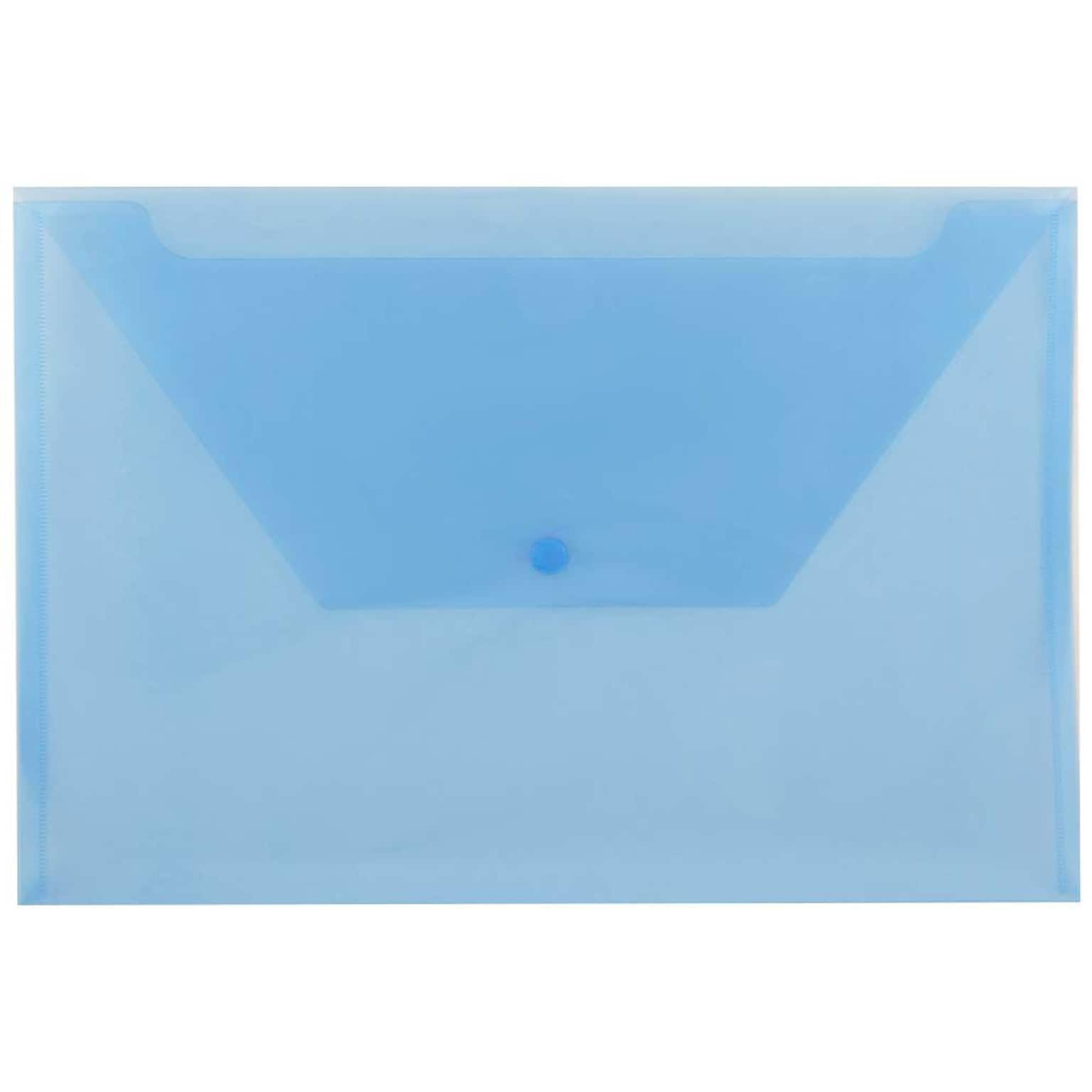 JAM Paper® Plastic Envelopes with Snap Closure, Legal Booklet, 9.75 x 14.5, Blue Poly, 12/pack (34830BU)