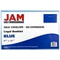 JAM Paper® Plastic Envelopes with Snap Closure, Legal Booklet, 9.75 x 14.5, Blue Poly, 12/pack (34830BU)