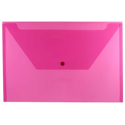 JAM Paper® Plastic Envelopes with Snap Closure, Legal Booklet, 9.75 x 14.5, Fuchsia Pink Poly, 12/pa