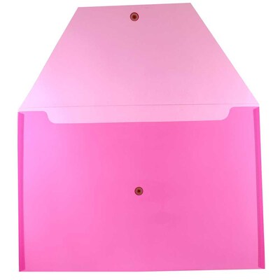 JAM Paper® Plastic Envelopes with Snap Closure, Legal Booklet, 9.75 x 14.5, Fuchsia Pink Poly, 12/pa