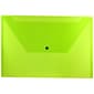 JAM Paper® Plastic Envelopes with Snap Closure, Legal Booklet, 9.75 x 14.5, Lime Green, 12/Pack (219S0LI)