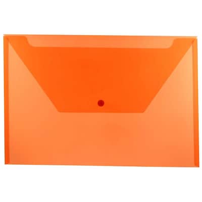 JAM Paper® Plastic Envelopes with Snap Closure, Legal Booklet, 9.75 x 14.5, Orange Poly, 12/pack (21