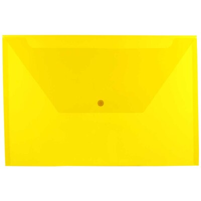 JAM Paper® Plastic Envelopes with Snap Closure, Legal Booklet, 9.75 x 14.5, Yellow Poly, 12/pack (21