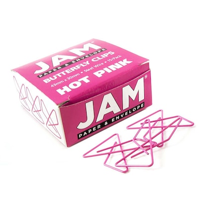 JAM Paper® Colorful Butterfly Paper Clips, Pink Paperclips, 15/Pack (332BYFU)