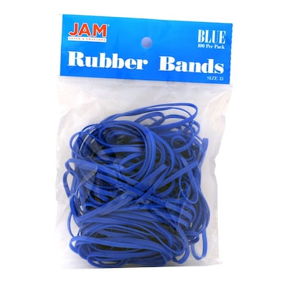 JAM Paper® Rubber Bands, #33 Size, Blue Rubberbands, 100/pack (333RBBU)