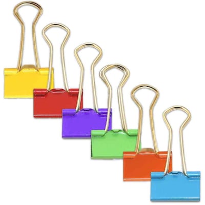 JAM Paper Small Binder Clips, 3/8" Capacity, Assorted Colors, 150/Pack (334BCRGBYOP)